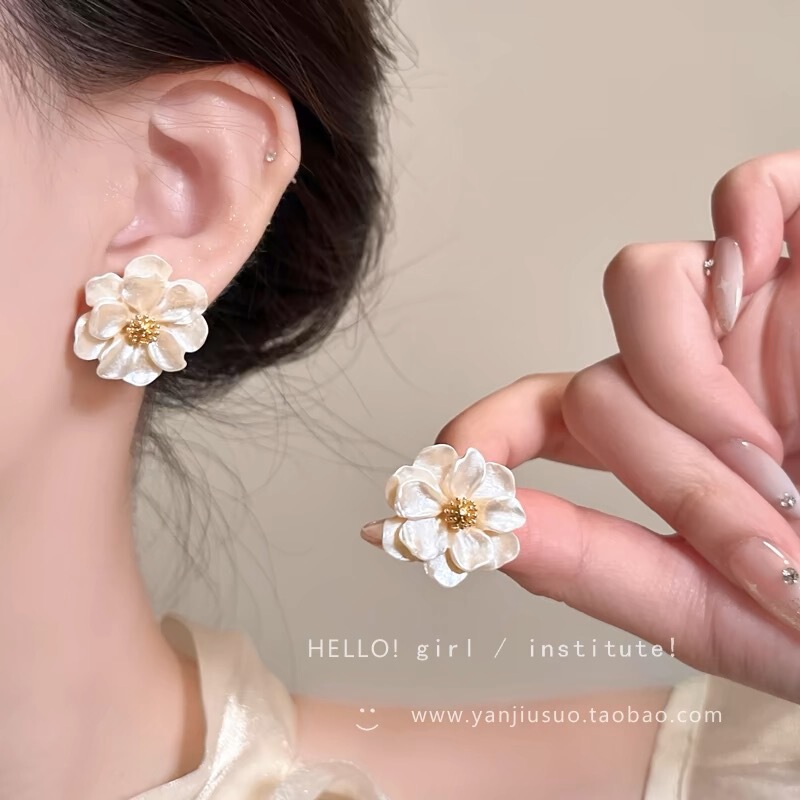 绿色海岛串珠花朵耳钉女2025新款海边度假风耳环夸张配饰耳饰|undefined