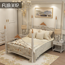 欧式复古铁艺双人床网红公主床现代简约小户型出租房铁架床公寓床