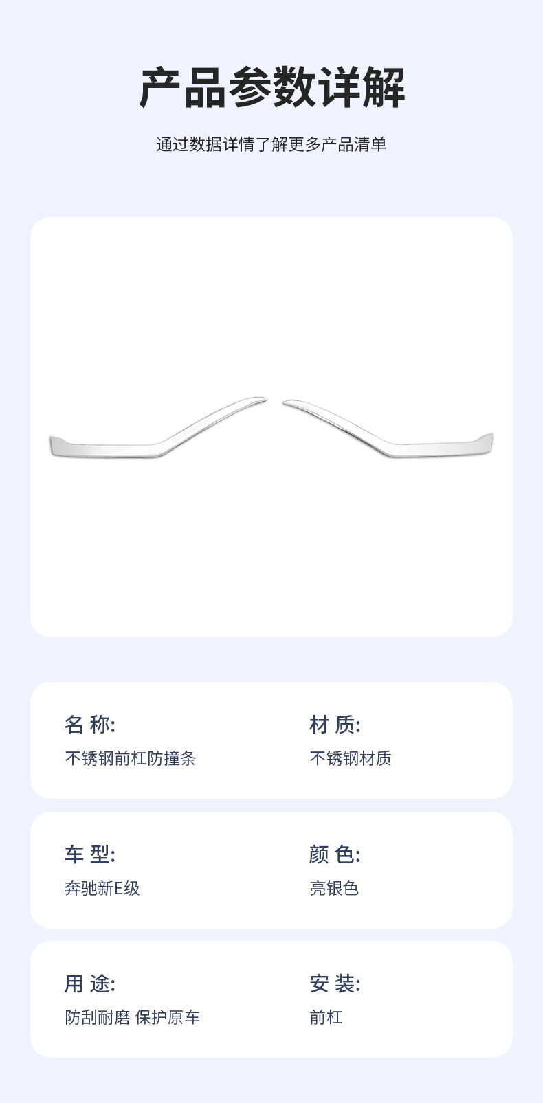 Suitable for Mercedes-Benz E-Class Front Bumper Decorative Trim Strips E300L/E260L Anti-Collision and Anti-Scratch Exterior Trim Modification Accessories