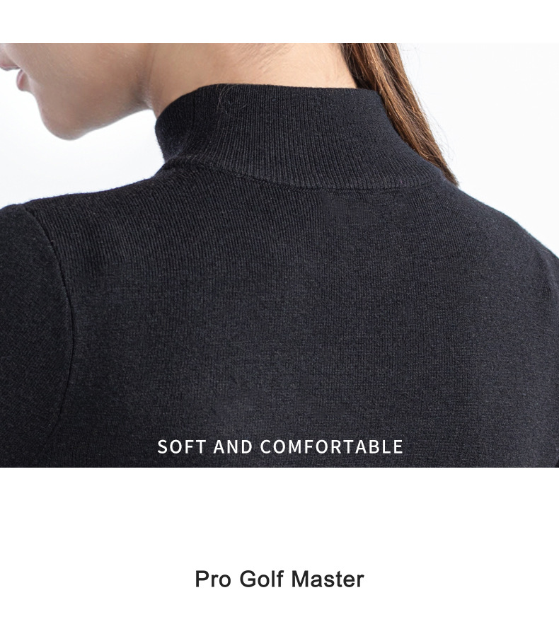 Váy len golf PGM cổ tròn dáng ôm giữ ấm thu đông — Qz093-màu Hồng, Qz093-màu Đen chi tiết 9