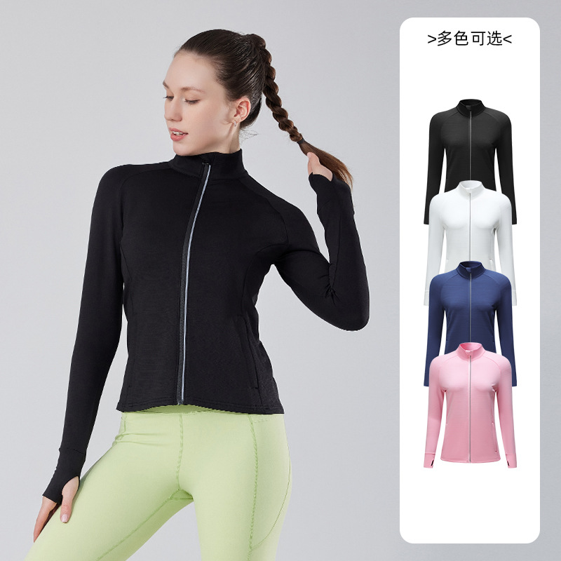 Chaqueta Deportiva con Cierre y Cuello Alto, Estilo Otoño 2026, Manga Larga, Secado Rápido, para Mujer, Ropa para Correr, Fitness y Yoga