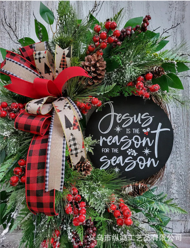 縦鴻越境クリスマス花輪祝日装飾品クリスマス滕条配置道具花輪装飾門掛|undefined