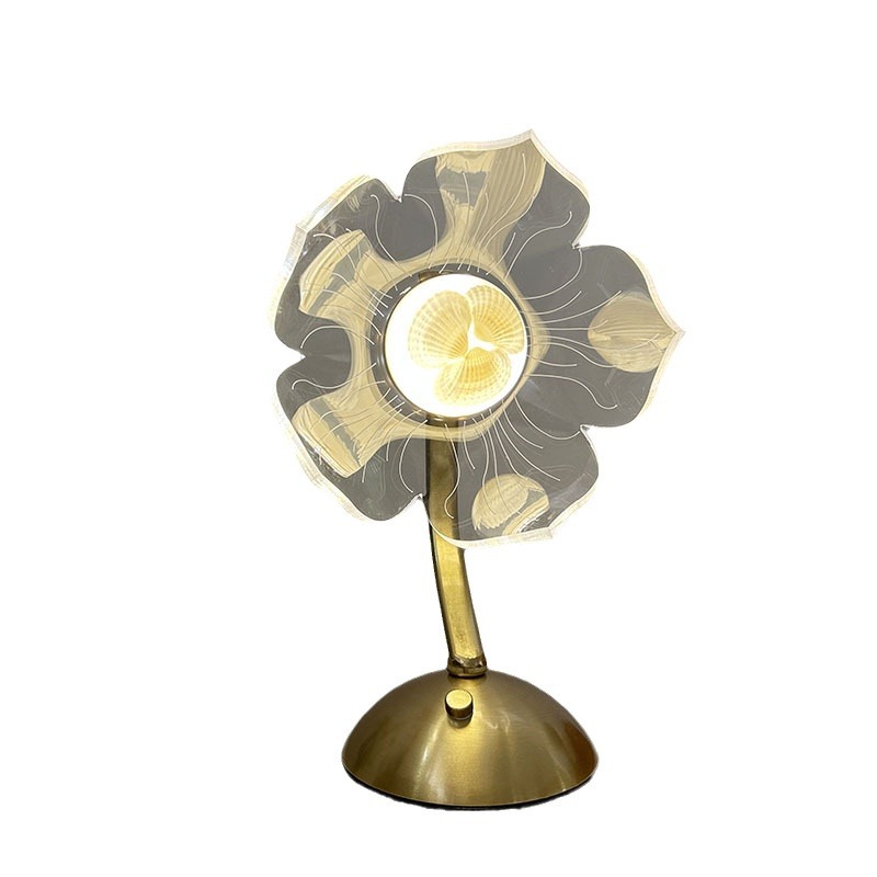 Nuevo estilo transfronterizo luz de lujo táctil recargable lámpara de mesa dormitorio lámpara de noche sensación romántica de alta calidad flor acrílica luz ambiental
