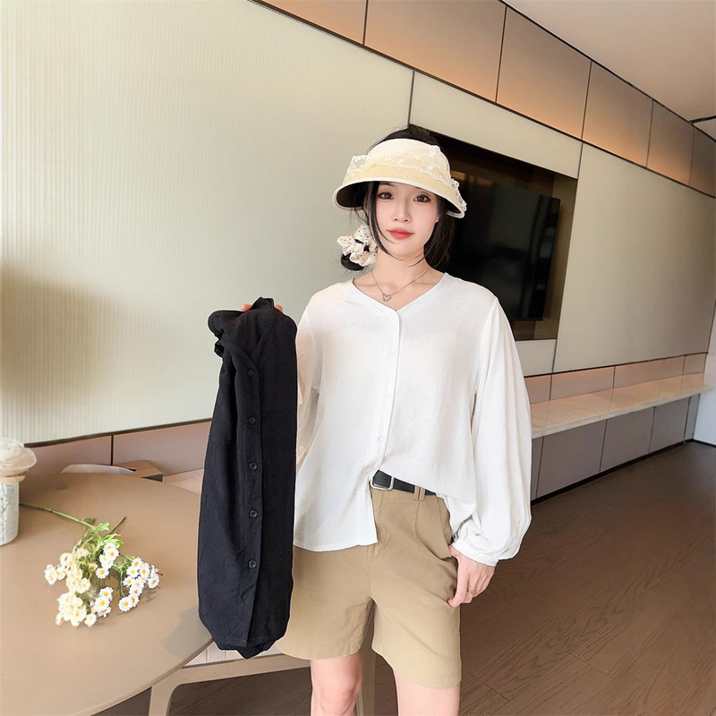 Jacquard Cotton Silk Sun Protection Clothing Women's Long-Sleeved Tops Air-Conditioned Shirts Summer Artificial Cotton Cardigans Large Size Sun Protection Shirts Jackets