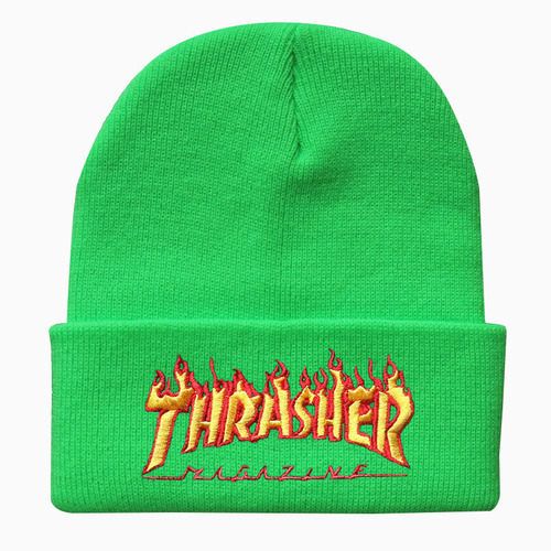 Fashionable trendy brand flame THRASHER letter embroidery knit hat for men and women Autumn and winter hat yarn hat cold hat for men and women