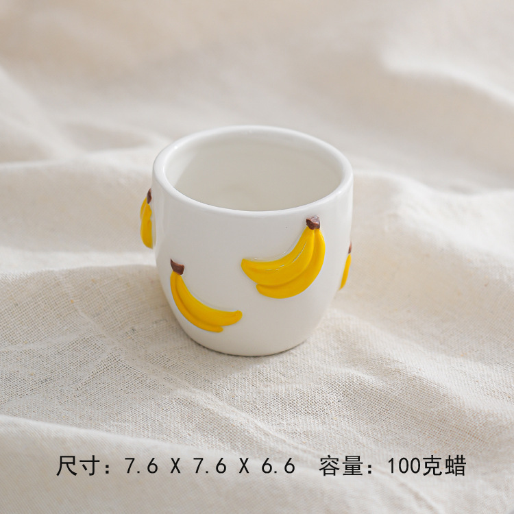 Suministro transfronterizo de nuevos patrones de frutas de cerámica aromática taza de cera dibujada a mano simple contenedor de velas frescas