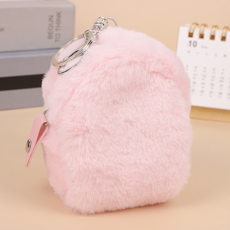 Simple Style Solid Color Plush Women's Bag Pendant Keychain display picture 1