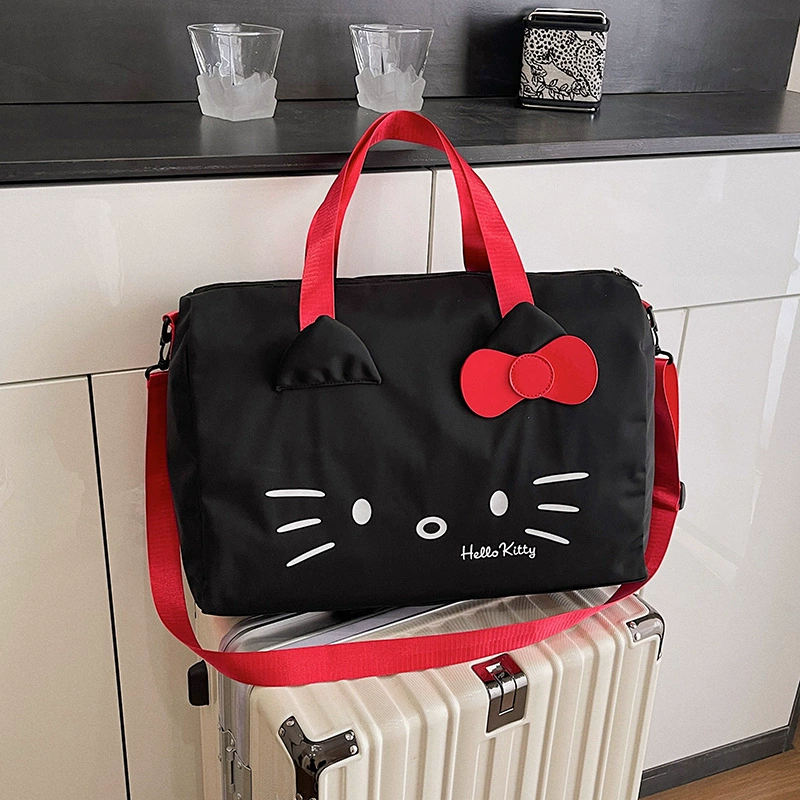 Hello Kitty, дорожная сумка, мультяшная милая вместительная через плечо с бантом, ручная/плечевая сумка