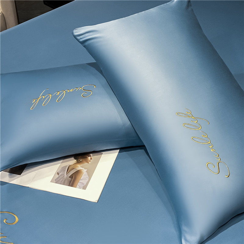 A-class antibacterial and mite-proof ice silk pillowcase 48x74cm summer household single pillowcase set with embroidered pillow core cover