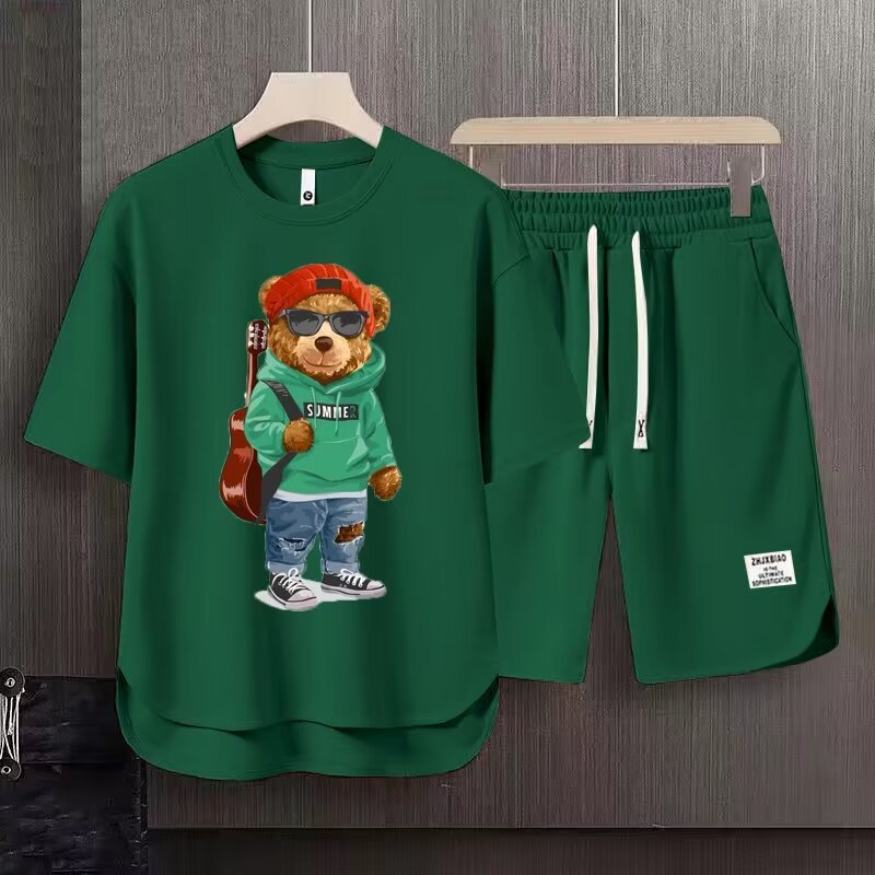 Herr t-shirt och shorts set lös ledig sommaroutfit för män_voghion.com