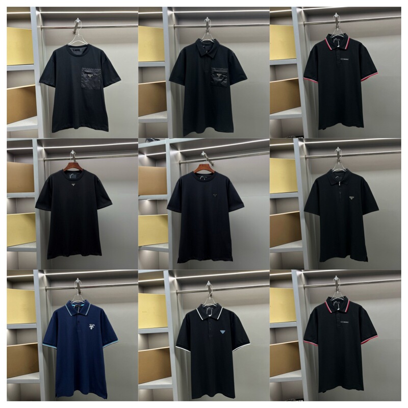 Cross-Border·Authentic Version (High Quality) Pujia 26 New Embroidered Triangle Logo Polo Shirt T-Shirt Short Sleeve Collection for Men Cross-Border·Authentic Version (High Quality) Pujia 26 New Embroidered Triangle Logo Polo Shirt T-Shirt Short Sleeve Collection for Men