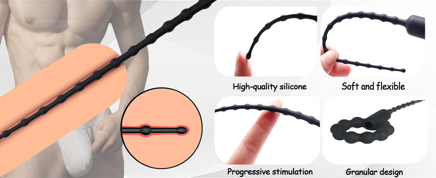 Silicone Urethral Insert Stick with 10 Vibration Modes, Button Control, 260mm — detail image 10