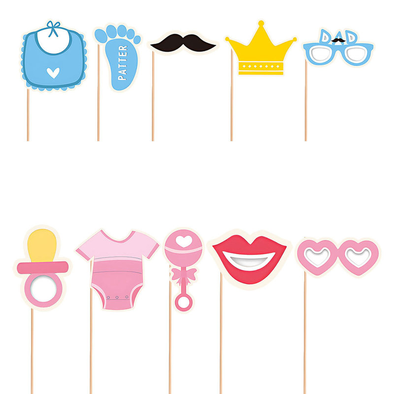 Cross-Border New Products for Boys and Girls Party Gender Reveal 2026 Photo Props Blue and Pink Two Types of Props
