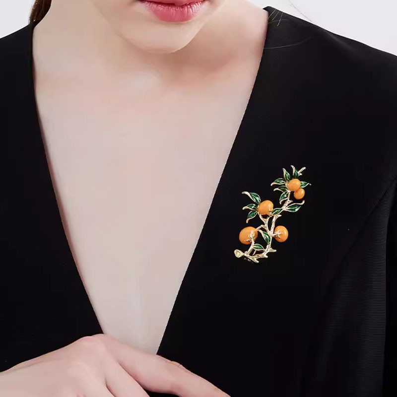 Orange Brosche Für Damen, Elegante Brosche Im Chinesischen Stil_voghion.com