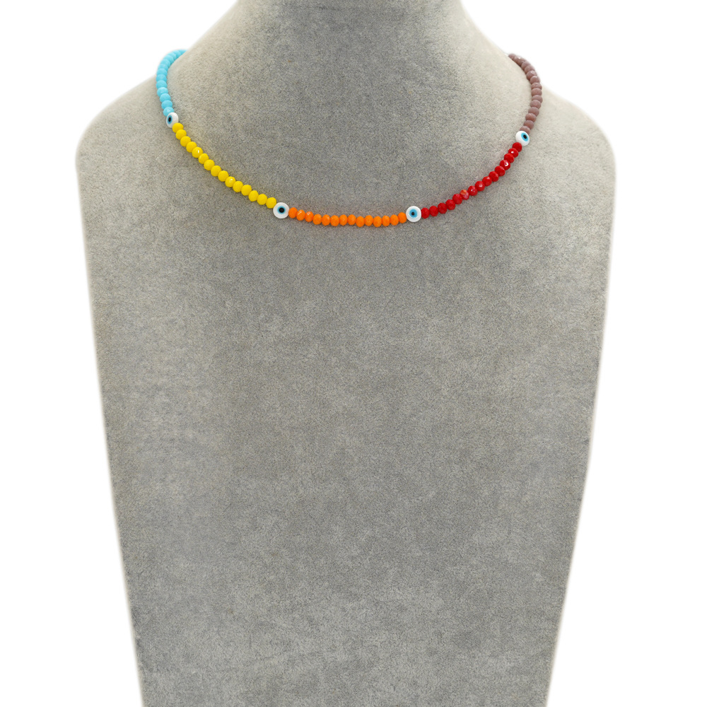 Bohemian Style Bohemian Devil's Eye Artificial Crystal Glass Beaded Women's Necklace