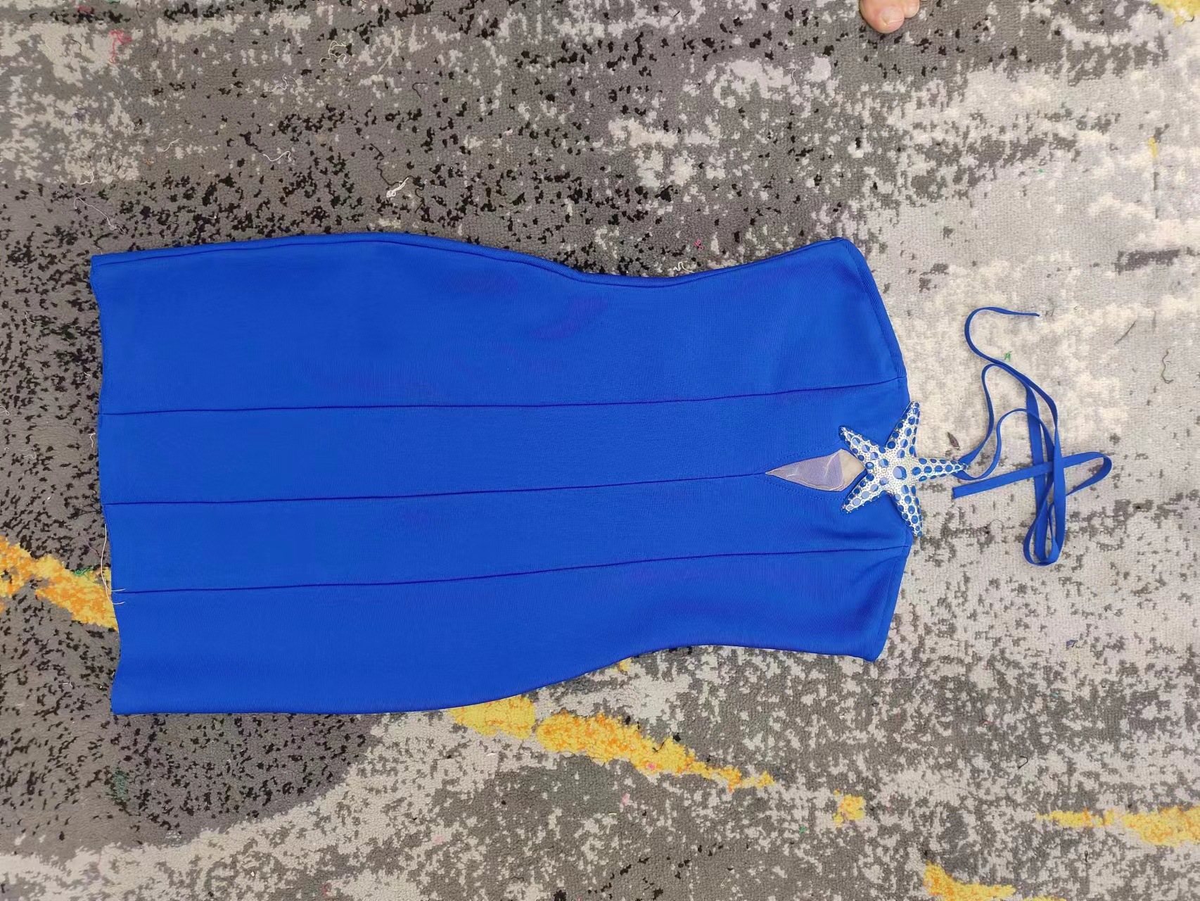 Blue Pentagram Wrapped Hip Bandage Dress - 21
