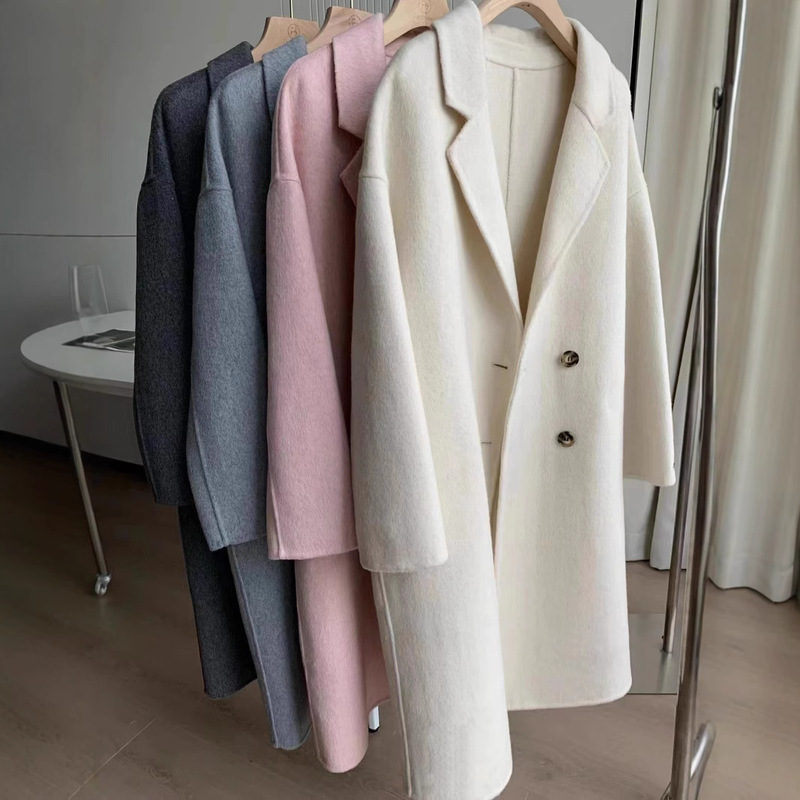 Off-season Welfare Long Wool Double-sided Cashmere Coat Women's Mid-length Korean-style Loose All-match Double-breasted Woolen Coat