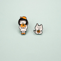 羅一舟同款橘子貓情侶胸針可愛日系徽章男女衣服別針包包裝飾品