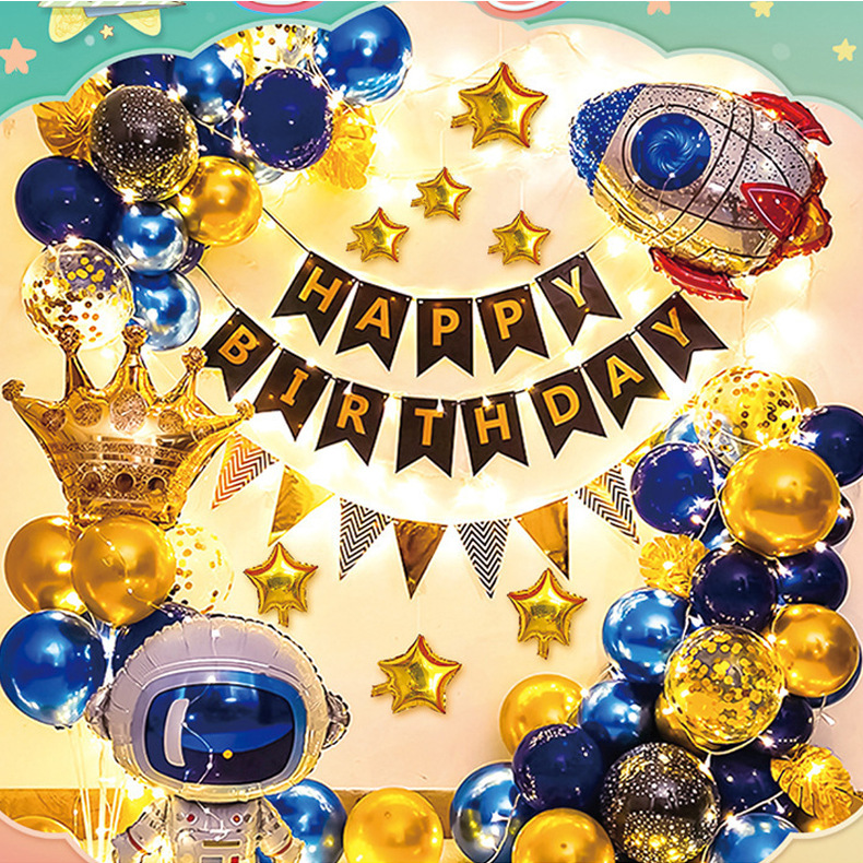 New Birthday Balloon Decoration Set for Adults and Children's Party, Cartoon Aluminum Foil Latex Balloons, Factory Wholesale