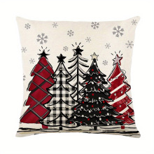 R 69893 Linen Christmas tree pillow cover ����ʥ����ӡ������