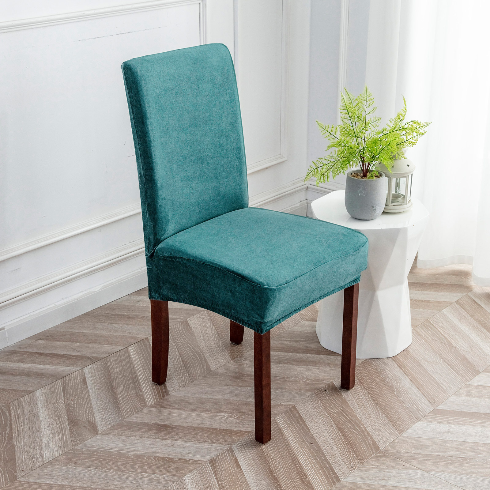 Silver Fox Velvet Chair Cover Hotel Chair Cover Elastic Dining Table Chair Cover One-Piece Dining Chair Cover Chair Cover Home Fabric