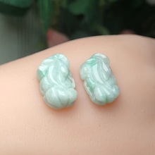 时尚小众缅甸A货翡翠貔貅戒面 个性DIY串珠编绳自制翡翠貔貅戒指