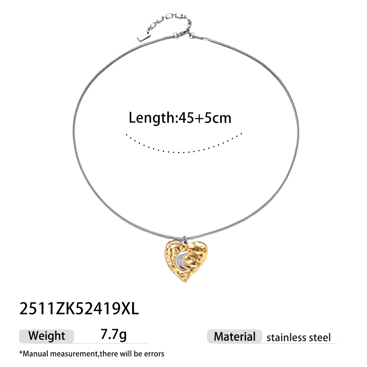 Tiana Europa y América collar de acero inoxidable lujo ligero nicho amor oro y plata bicolor amor cadena de clavícula joyería de venta caliente transfronteriza image 7