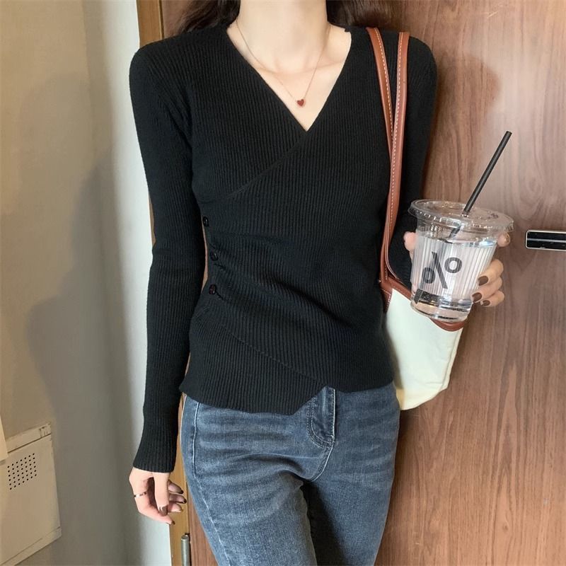 今年流行漂亮爆款低领打底衫女春秋洋气高级感针织衫毛衣紧身内搭|undefined