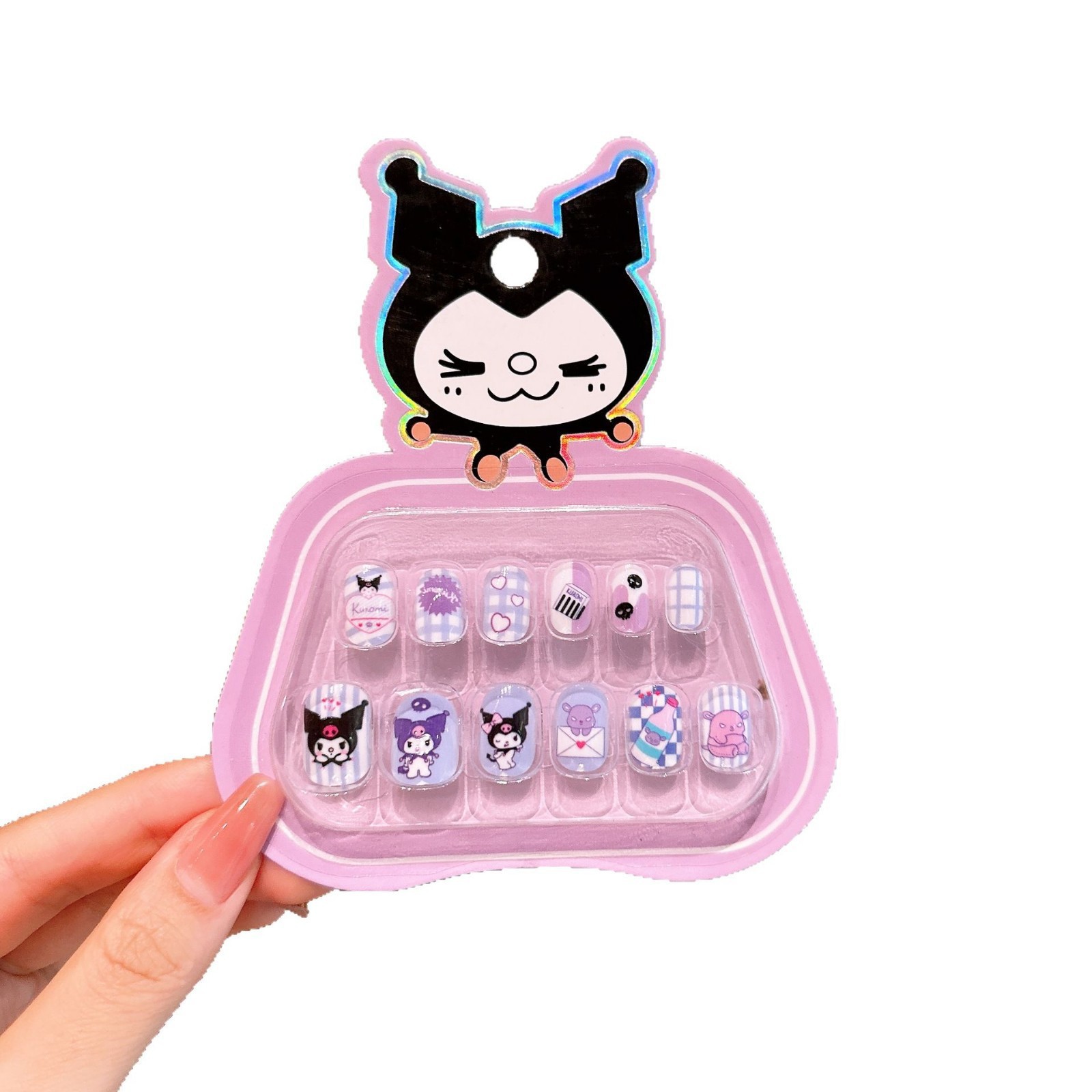 Niños Kulomi dibujos animados bebés usar uñas niñas lindas manicure parches de uñas impermeables para usar