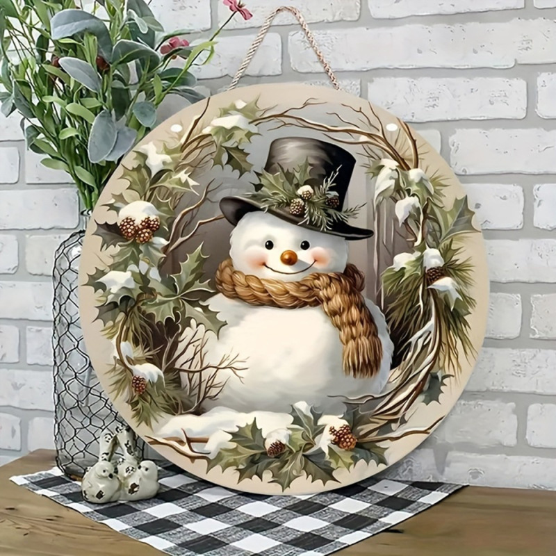 現物サンタクロース雪だるまヘラジカ円形標識クリスマス装飾看板ペンダント木製工芸品|undefined