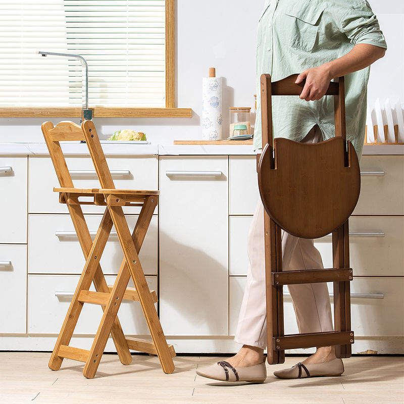 Folding chair chair backrest Folding stool kitchen Tall stool Folding stool Mazar stool household space Bar stools