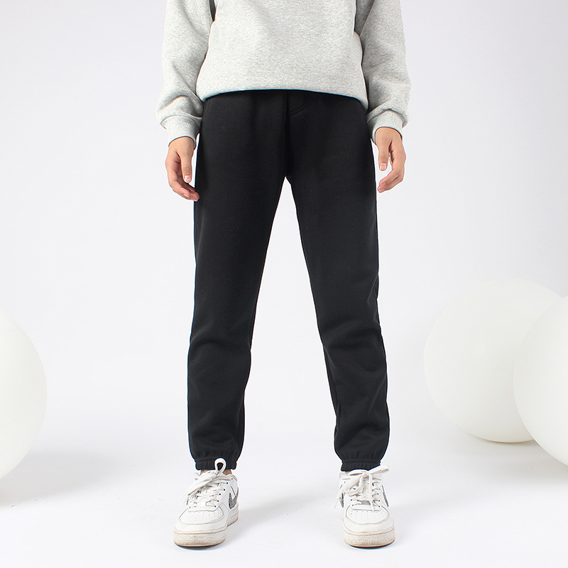 Otoño e invierno estilo coreano nuevos pantalones forrados de lana para niños de color sólido para niños grandes pantalones de chándal cálidos para niñas Generación de cabello image 11