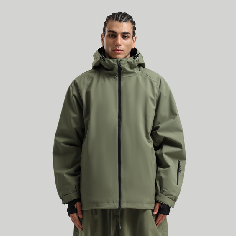 Women's ski jacket, waterproof, breathable, warm, windproof, loose fit, men's ski jacket, solid color jacket, cross-border