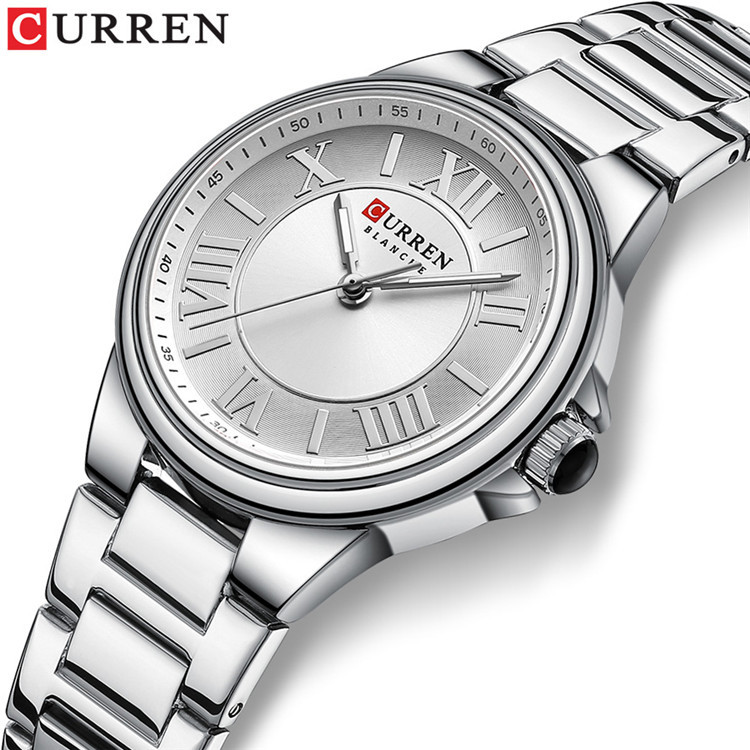 CURREN/KAREN 9091 Steel Band Watch Simple Women's Rome Compact Fashion Men's Women's Watch