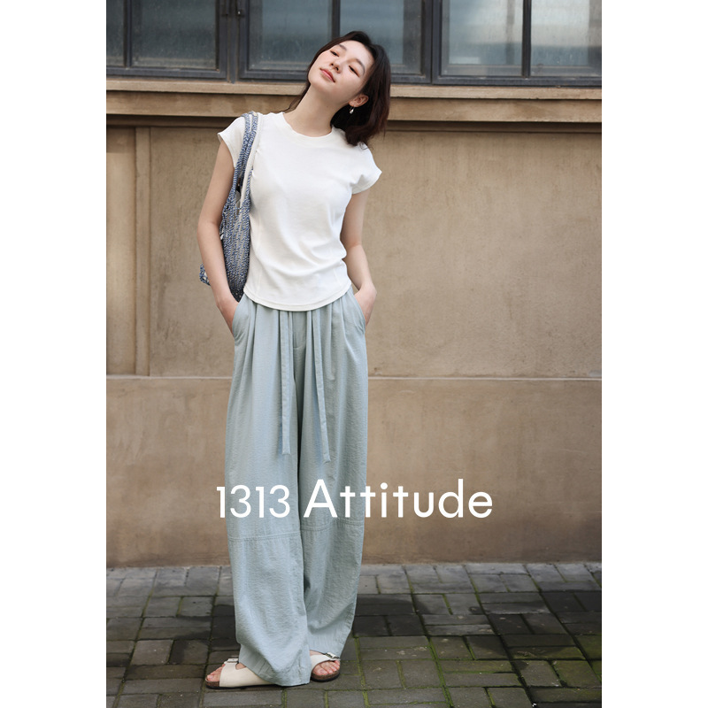 [in stock] 1313 bone line is thin! White Elegant T-shirt Women's Short-sleeved Slim-fit Casual Round Neck Top