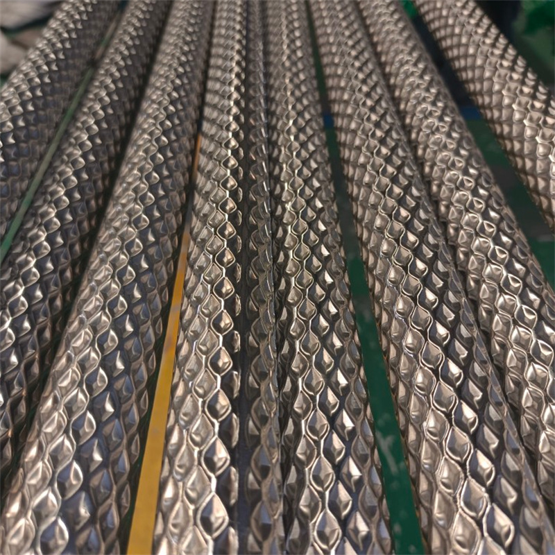 不锈钢花纹菱形管凸凹楼梯扶手防滑装饰管公交车地铁扶手管可零切