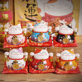 招财猫小摆件赚赚猫陶瓷创意礼品家居装饰日本存钱罐客厅家用开业