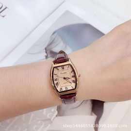 酒桶形简约女表网红直播女士手表防水石英表女生表方形皮带表