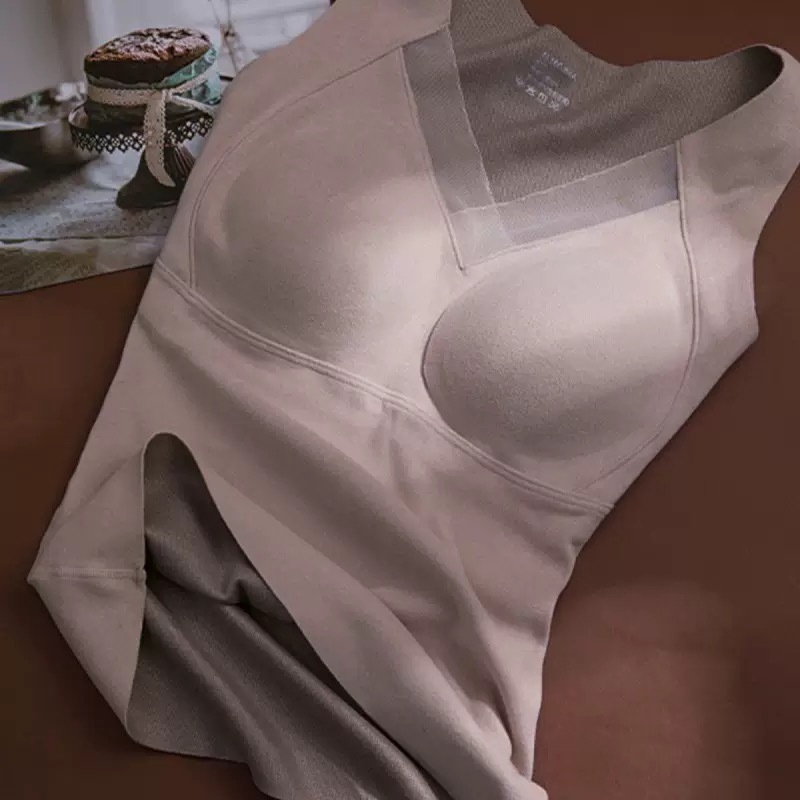 2025 invierno chaleco caliente de grafeno para mujeres de lana gruesa con cojín de pecho una taza fija con ropa interior image 4