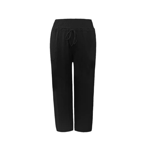 European and American women's clothing new casual fashion solid color drawstring wide leg pocket pants loose women's pants