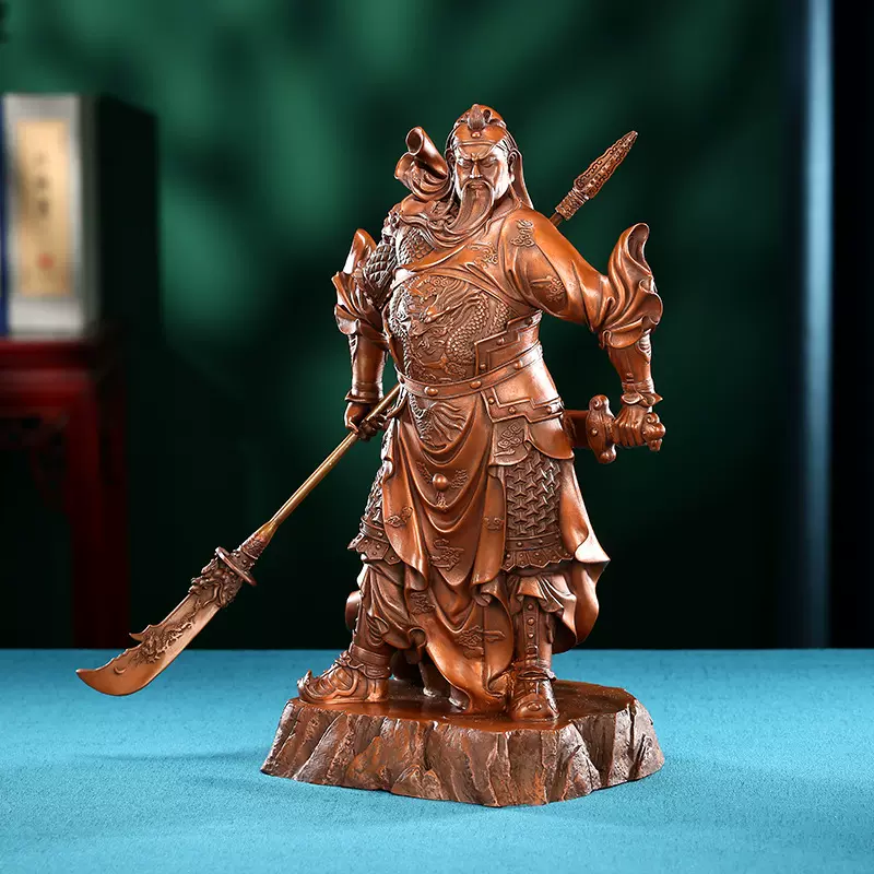 新品 紫铜武财神关公摆件客厅关二爷桌面办公室工艺品财神爷佛像