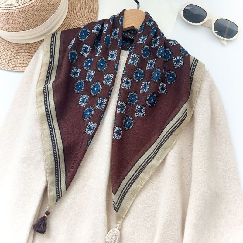 Wool-Like Texture, Fashionable New Product, High-Quality Light Luxury Square Scarf for Women, with Tassel Decoration, Scarf, Neck Scarf, Trendy for Work and Commuting Wool-Like Texture, Fashionable New Product, High-Quality Light Luxury Square Scarf for Women, with Tassel Decoration, Scarf, Neck Scarf, Trendy for Work and Commuting