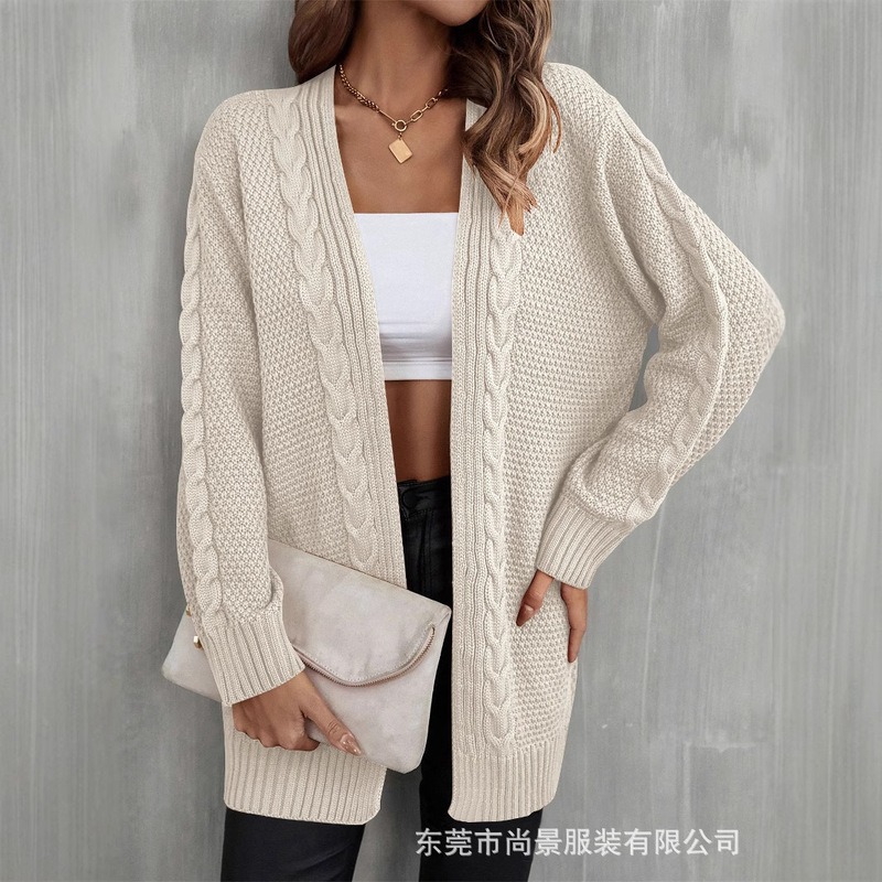 2025 European and American Cross-Border Spring New Foreign Trade Women's Cardigan Irregular Knitted Sweater Cut Out Sweater Jacket