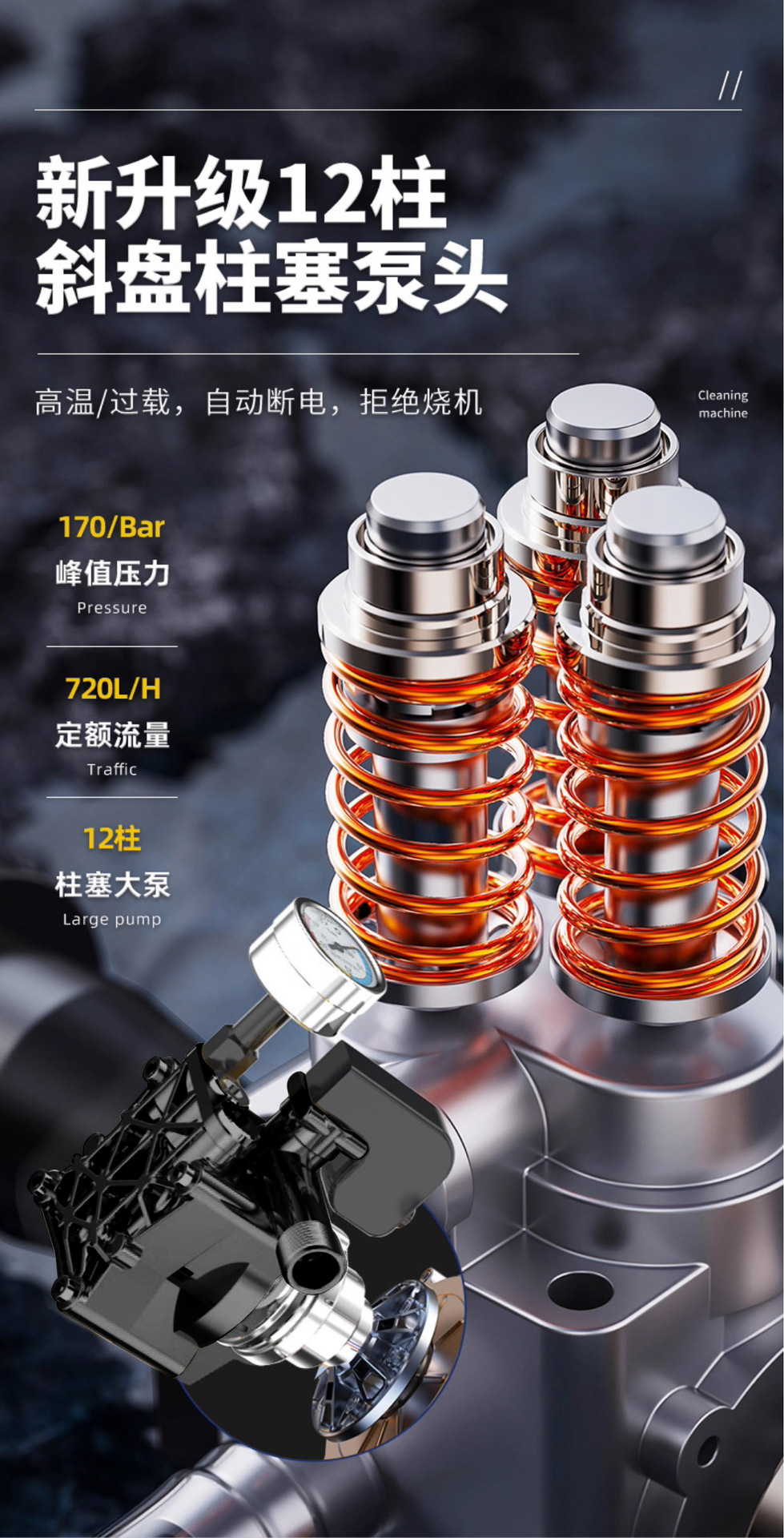 High-power multifunctional household car washer, farm high-pressure cleaning machine, self-priming dual-use cleaning machine