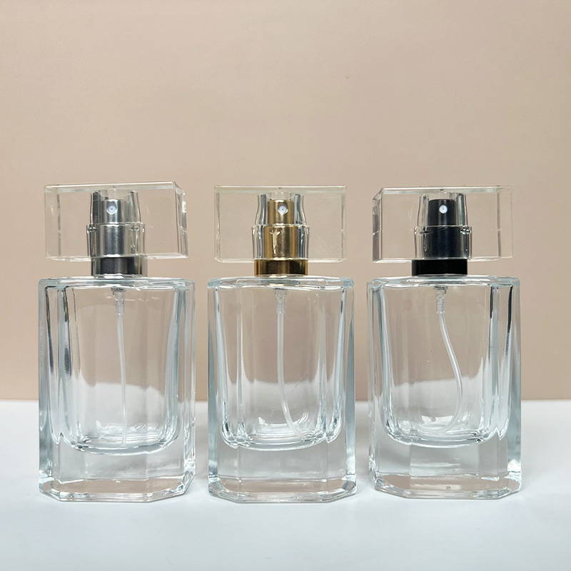 现货供应 B186-35m多边形螺口玻璃香水瓶/化妆品分装便捷喷雾空瓶