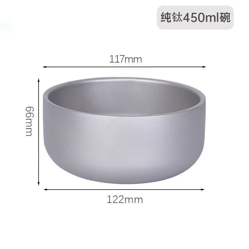 TI チタンボウル二層チタンボウル健康 TI チタン食器断熱抗火傷ボウルハイエンド家庭用丼スプーンアウトドアキャンプ|undefined