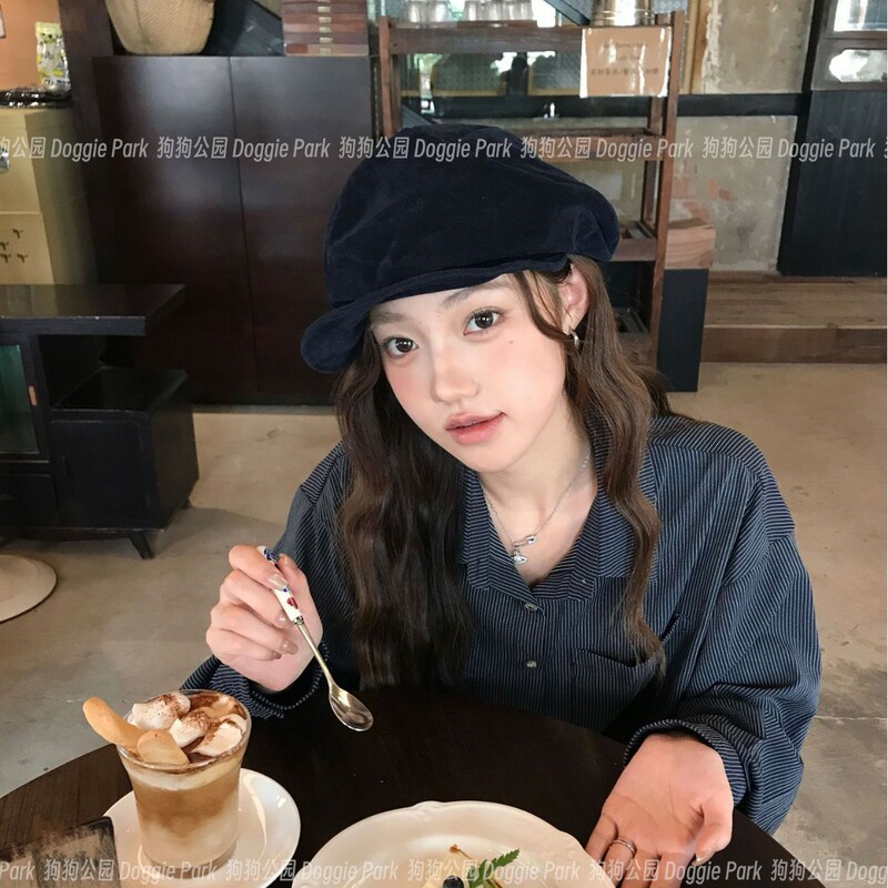 日系复古褶皱不规则贝雷帽秋冬新款百搭显脸小韩系麂皮绒八角画家|undefined