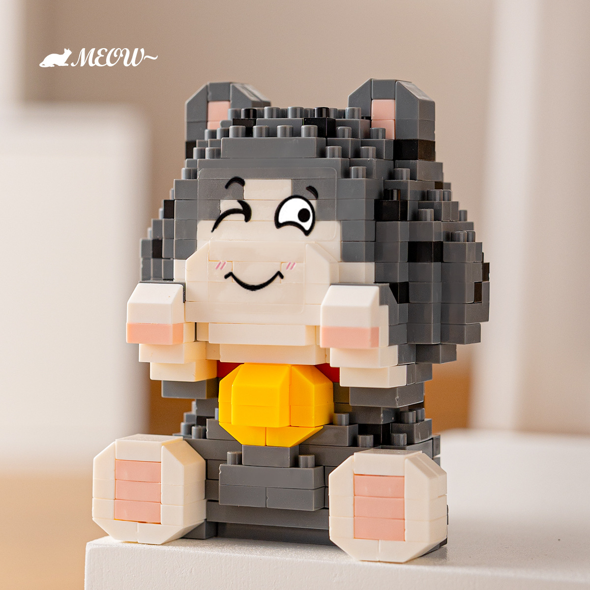 Anggaole compatible con Lego lindo en línea popular gato papá dibujos animados fortuna gato decoración juguetes para niños al por mayor