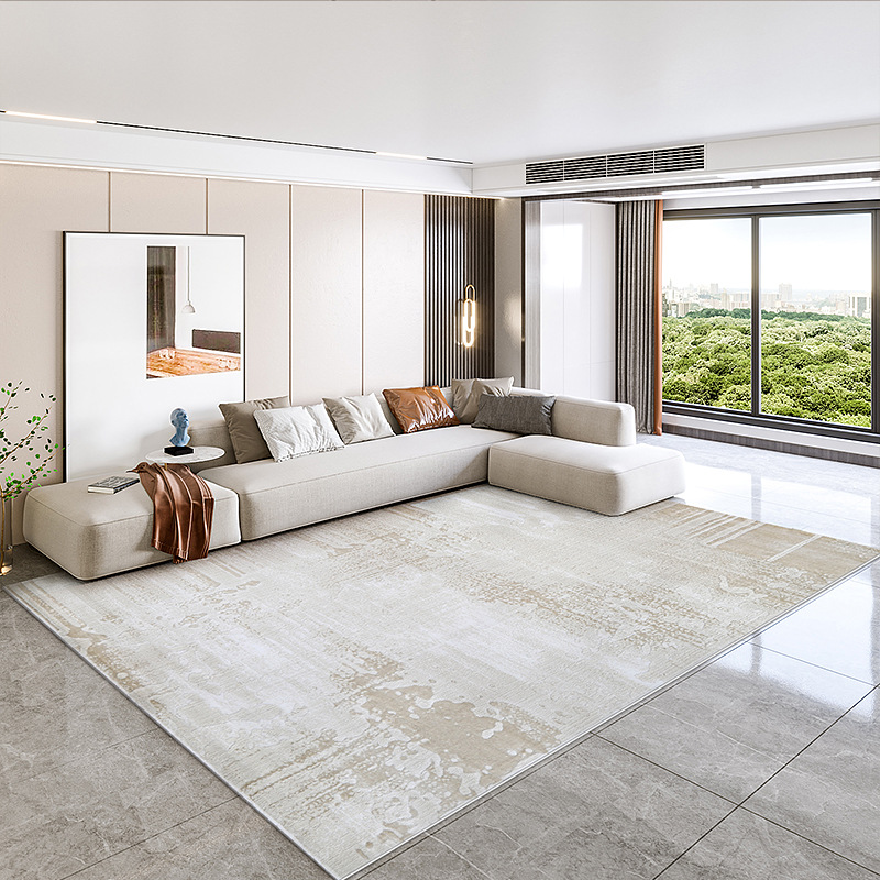 Alfombra sala de estar resistente a la suciedad fácil de cuidar sensación de alta calidad moderna simple crema gruesa hotel tejido impermeable geometría