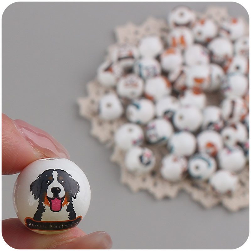Suministros de bebé dibujos animados perro animal 16mm Hemu perlas DIY creativo pulsera cadena mordedor Accesorios